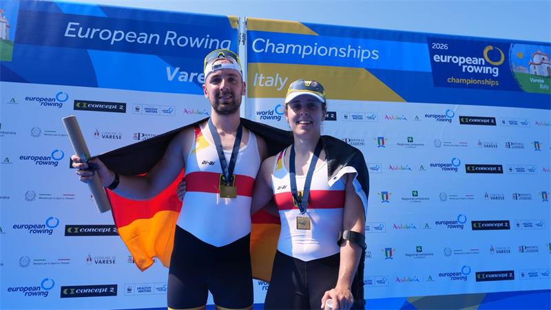 EM-Gold nach 13 Jahren für Ruderer - Zeidler mit Bestzeit Paul Umbach (l) und Jasmina Bier sorgten im Para-Mixed-Doppelzweier für das erste deutsche EM-Gold.