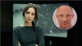 "Mordlust"-Podcasterin Paulina Kraser. Eingeklinkt ist ein Bild von Karsten M., mit dem die Polizei 2021 nach ihm gefahndet hat.