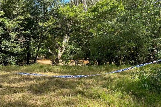 Absperrband der Polizei hängt am Kennedy River im australischen Rinyirru (Lakefield) National Park.