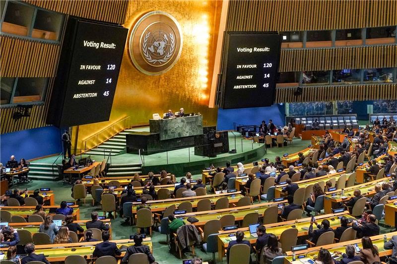 Lage in Gaza: UN-Vollversammlung nimmt Resolution an Abstimmung bei der UN-Vollversammlung.