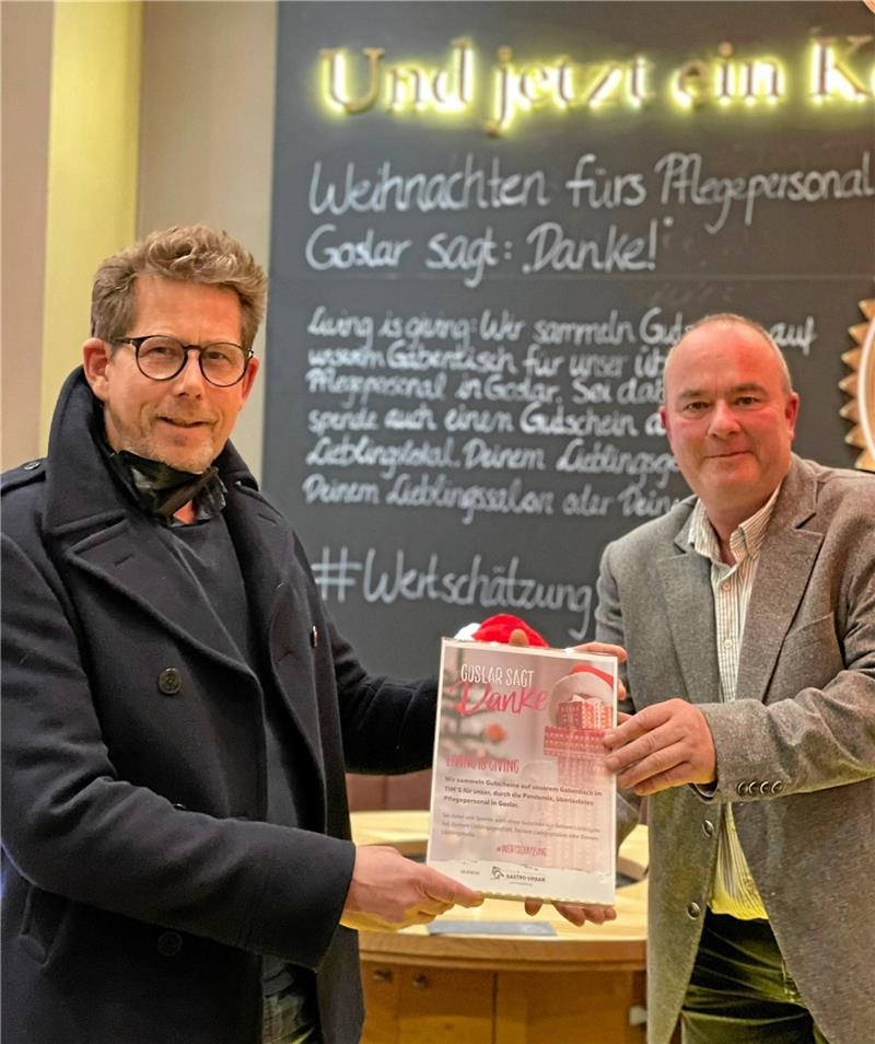 Alexander Scharf (links) und Stefan Kruse wollen „Danke“ sagen. Foto: Sowa