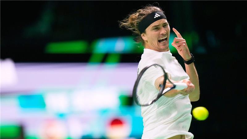 Alexander Zverev in Aktion beim Davis Cup in Turin.