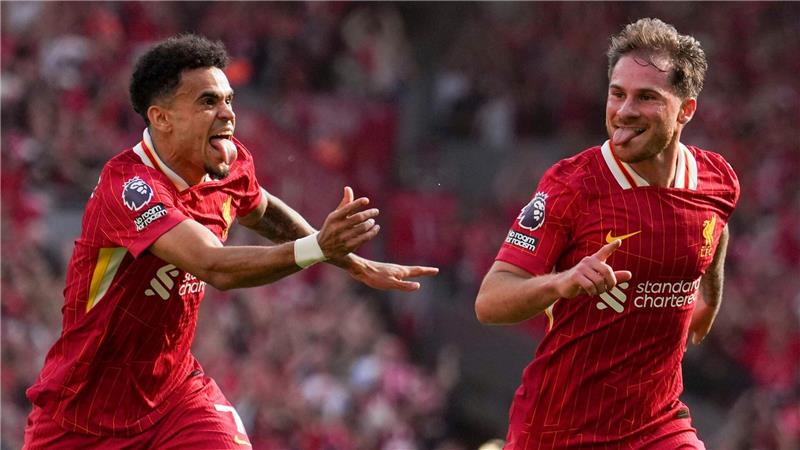 Alexis Mac Allister trafen Luis Diaz beim 5:1, mit dem sich Liverpool die 20. Meisterschaft sicherte.