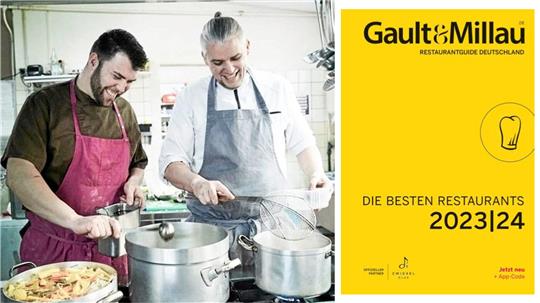 Als einziges Restaurant im Landkreis Goslar vom Gault &amp; Millau empfohlen: Ratsstuben-Inhaber Mathias Geinitz (li.) und Küchenchef Sven Vondran machen gemeinsame Sache in Wildemann und haben Spaß in der Küche. Foto: Privat