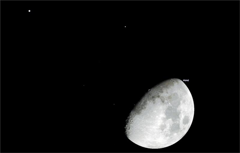 Sternwarte lädt zum Astroabend nach St. Andreasberg Am Montag hat der Mond gleich fünf hellere Sterne bedeckt. Foto: Stellarium