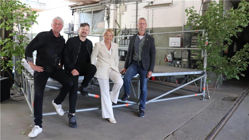 Am Rammelsberg (von li.) Maik Herrmann, Paul Kunze, Urte Schwerdtner, Dr. Johannes Großewinkelmann.