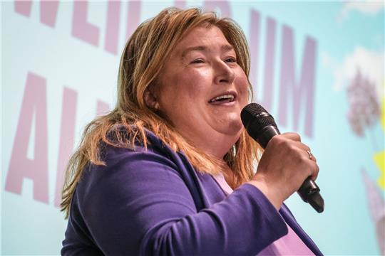 Anja Stahmann (Bündnis 90/Die Grünen), Bremens Sozialsenatorin, spricht bei der Landesmitgliederversammlung der Bremer Grünen zum Ausgang der Bürgerschaftswahl im Bürgerzentrum Neue Vahr.
