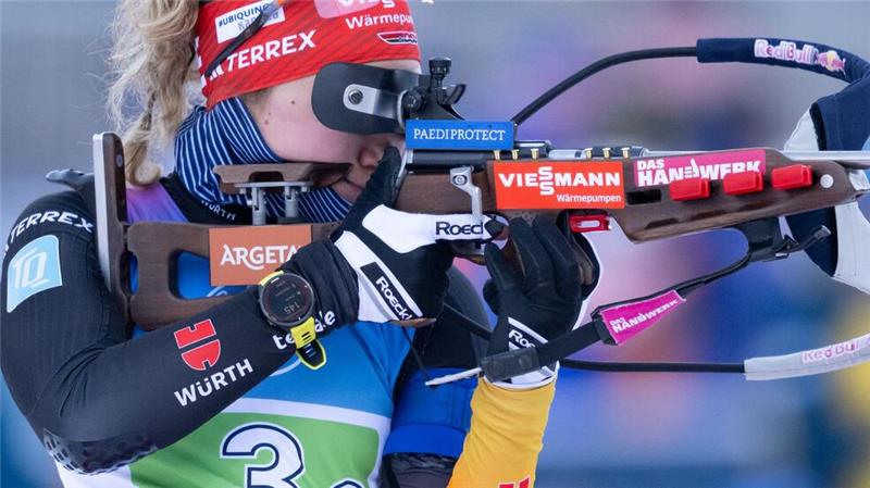 Biathletinnen feiern zweiten Staffelsieg nacheinander Auch auf Selina Grotian ist Verlass.