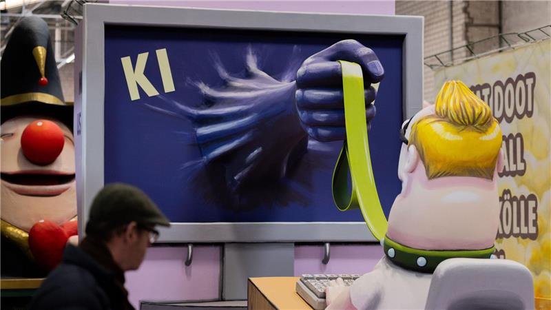 Auch die Gefahren durch KI werden im Kölner Rosenmontagszug thematisiert. 