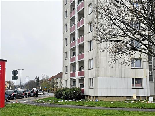 Auf dem Rasen sammelt sich, was aus dem Fenster geworfen wurde.  Foto: Sowa