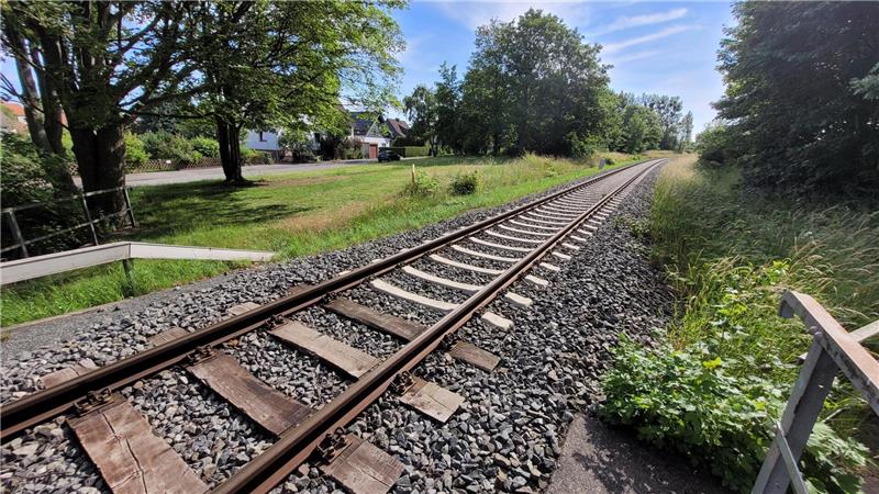 Auf der Wiese an der Bruchstraße im Südosten Harlingerodes wären die Errichtung eines Bahnsteigs und Vorplatzes wohl am unproblematischsten.