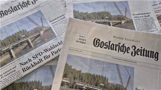 Aufgrund eines technischen Defekts kann es am heutigen Tag zu Verzögerungen bei der Lieferung der Goslarschen Zeitung kommen.