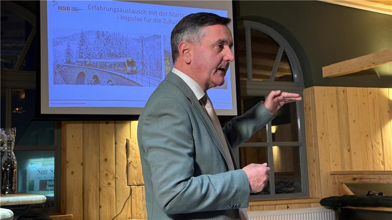 Ein Mann steht vor einer Leinwand und erklärt etwas.