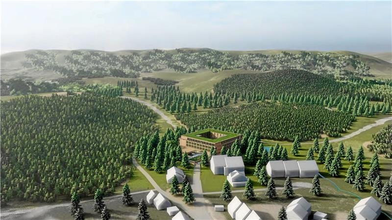 Hahnenklee: Waldgarten-Ruine soll Vier-Sterne-Hotel weichen Aus der Vogelperspektive: So stellen sich die Planer aktuell das Einbetten des Hotels in die Waldlandschaft rundherum vor.