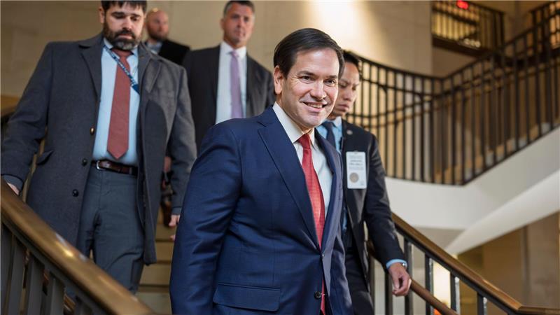 Außenminister Marco Rubio trifft im US-Kapitol ein.
