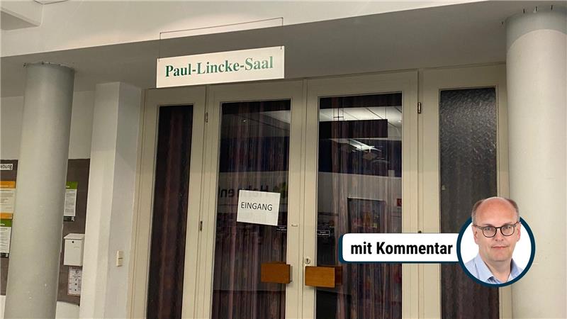 Goldener Ton: Auch der Saal heißt nicht mehr nach Paul Lincke Bald Vergangenheit: Das Schild verschwindet, weil der Paul-Lincke-Saal eigentlich gar nicht Paul-Lincke-Saal, sondern nur Kursaal heißt.