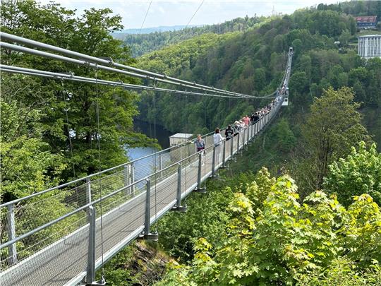 Bald ist die Fußgänger-Hängeseilbrücke über die Rappbode bei Rübeland nicht mehr die einzige im Harz. Wenn alles gut geht, soll noch in diesem Jahr mit dem Bau einer solchen Brücke in St. Andreasberg begonnen werden.  Foto: Eggers