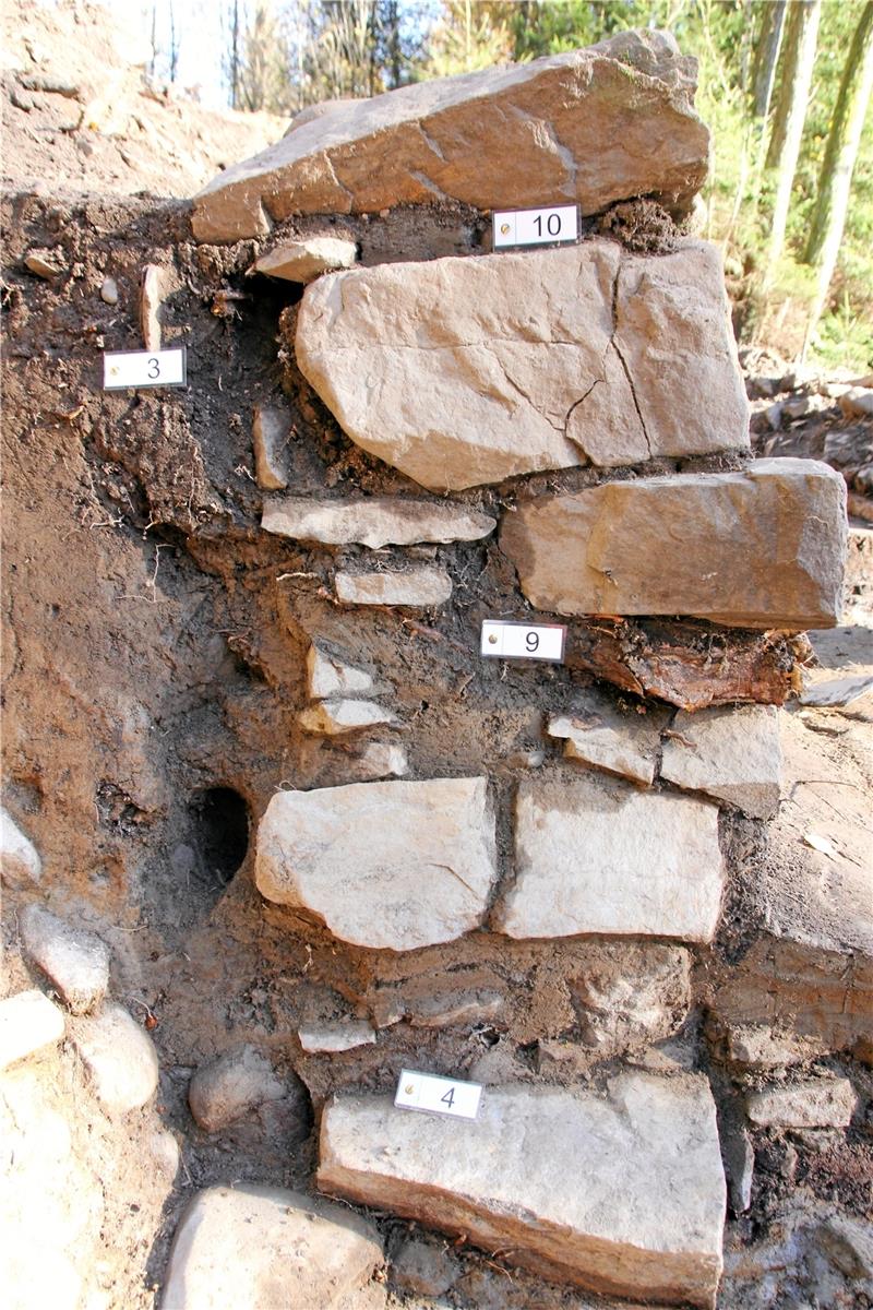 Befunde erhalten Nummern, um die Grabungsstätte zu dokumentieren.