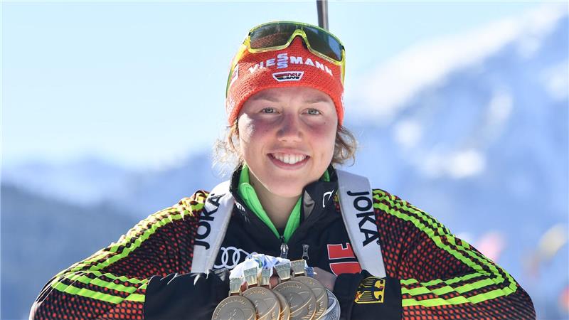 Bei der WM 2017 gewann Laura Dahlmeier sechs Medaillen in sechs Rennen.