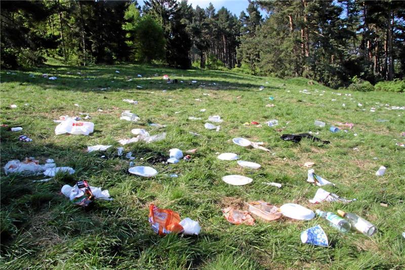 Bei der Wiese am „Blauen Haufen“ sieht es aus wie auf einer Müllkippe.  Foto: Sowa