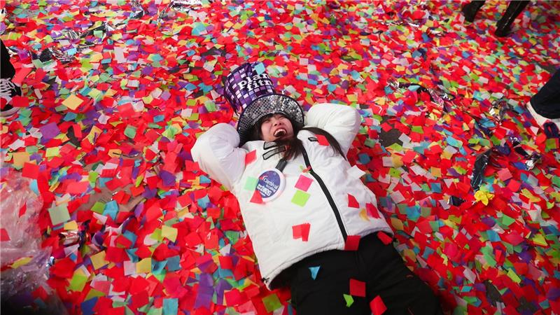 Beim Ball Drop auf dem Times Square in New York gab es wieder ausgelassene Stimmung. 