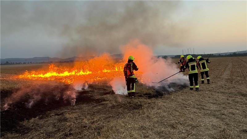 Von Lookout bis Safety – Feuerwehr übt unter Realbedingungen Beim Flächenbrand am Mittwochabend handelt es sich um eine Übung.