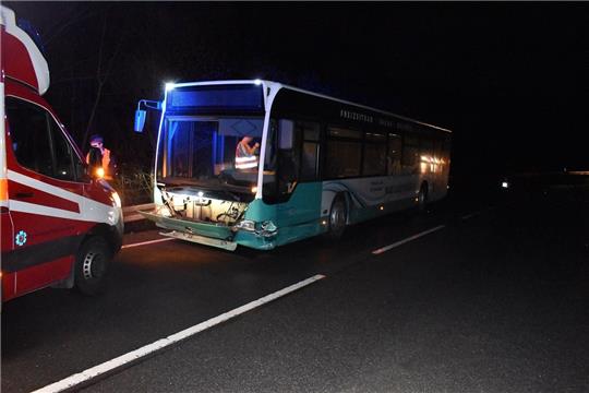 Beim Unfall wurden die Front und die linke Seite des Linienbusses beschädigt. Foto: Polizei