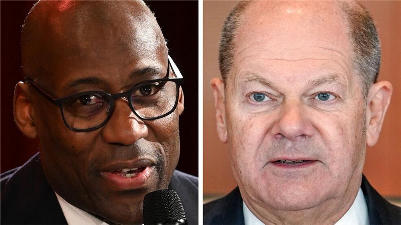 Hofnarren im politischen Karneval Berlins Kultursenator Joe Chialo (l., CDU) und Bundeskanzler Olaf Scholz (SPD) stehen im Blickpunkt der Hofnarren-Debatte.
