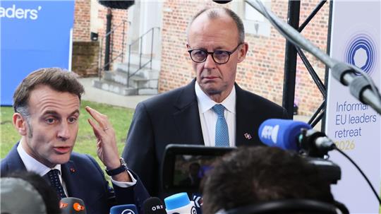Betonen vor dem EU-Gipfel ihre Einigkeit: Macron und Merz. 