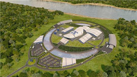 Bislang nur ein Plan: So könnte das Gelände eines Small Modular Reactors (SMR) aussehen. Foto: NuScale Power, LLC