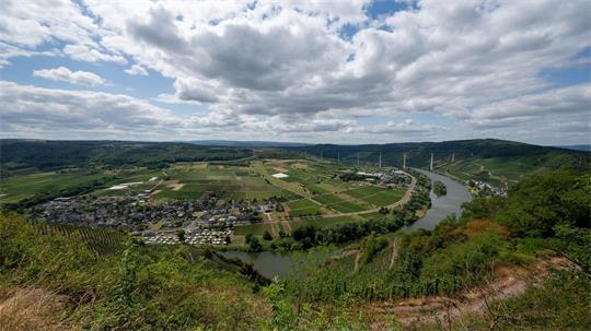 Blick auf die Mosel bei Ürzig. Die große Hitze bleibt in den kommenden Tagen aus. 