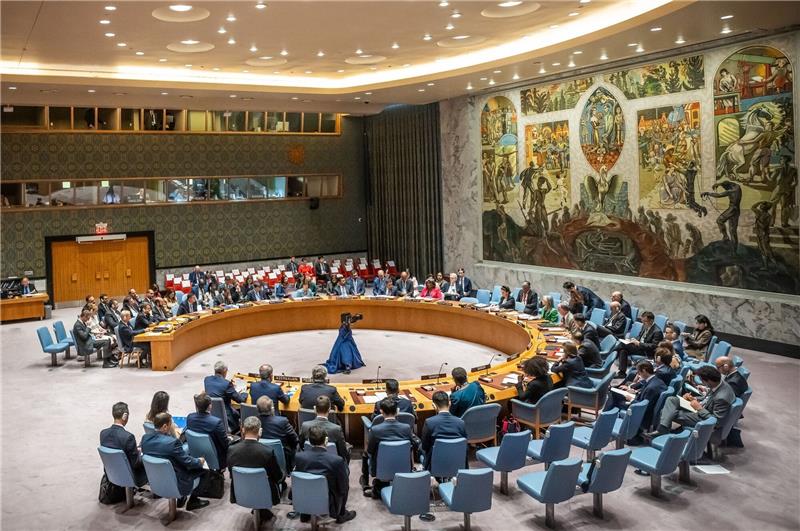 Resolutionsentwürfe zu Nahost im UN-Sicherheitsrat Blick in den Saal des Sicherheitsrats in New York.