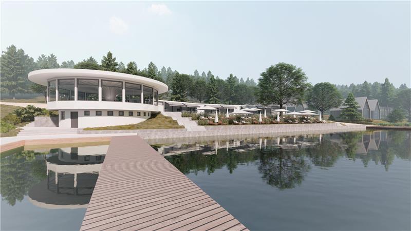 Große Pläne fürs Waldseebad: Kuttelbacher Teich als Harz Riviera Blick vom See auf die künftige Terrasse: So soll es später einmal aussehen am Kuttelbacher Teich.