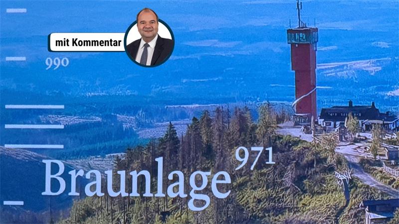 Das Foto zeigt den Wurmberg und den Schriftzug Braunlage mit einem Höhenmesser.