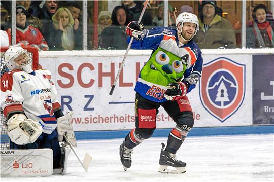 Braunlages Verteidiger Patrik Franz bejubelt sein Tor zum 1:0 gegen Sande. Gegen Wunstorf soll es viele Gründe dafür geben. Foto: Drechsler