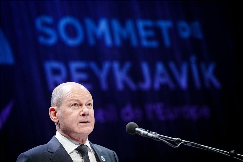 Europarat beschließt Schadensregister für Ukraine Bundeskanzler Olaf Scholz gibt am Rande des Europarat-Gipfels eine Pressekonferenz.