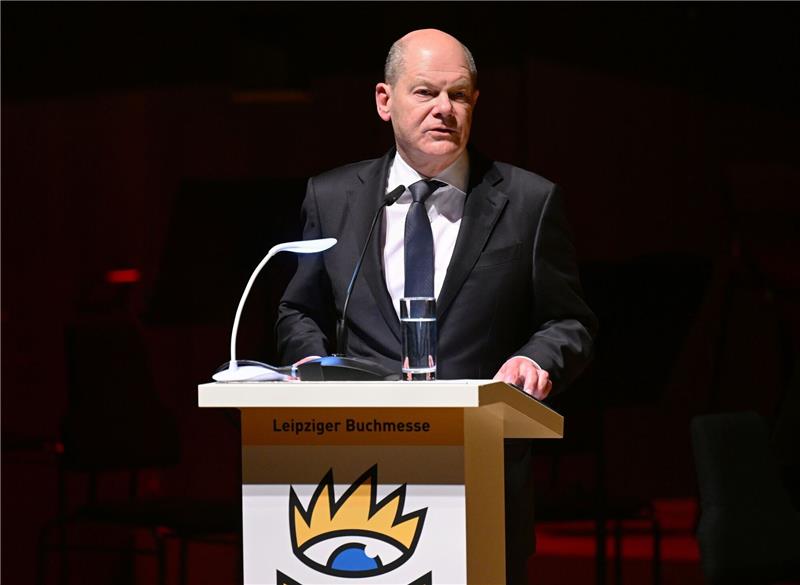 Scholz-Rede zur Eröffnung der Leipziger Buchmesse gestört Bundeskanzler Olaf Scholz: «Seit ich denken kann begleiten mich Bücher durch mein Leben.»