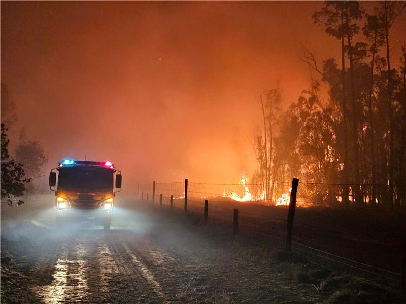 Hunderte auf der Flucht vor Buschbränden in Australien Buschbrände toben bei Millmerran im australischen Queensland.