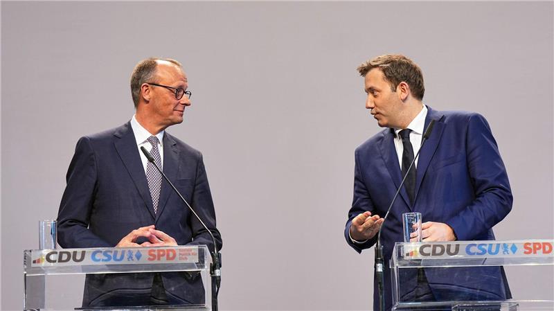 Steuererhöhungen als schwarz-rote Krisenoption CDU-Chef Merz und SPD-Chef Klingbeil schließen Steuererhöhungen nicht für immer aus. (Archivbild)