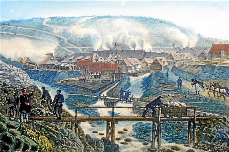 Carola Schmidt berichtet im Bergkalender über den Harz aus Sicht der Maler. Ein besonders schönes Beispiel ist die Frankenscharrner Hütte bei Clausthal, gemalt von Wilhelm Ripe. Das Foto des Gemäldes stammt aus den Sammlungen der Schloß Wernigerode Gesellschaft. Dessen Geschäftsführer Dr. Christian Juranek war Ideengeber des „Malerblicke-Projekts“. Foto: Schloß Wernigerode