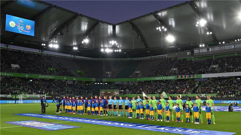 Champions League in der Volkswagen Arena: Die Frauen des VfL Wolfsburg vor dem Viertelfinal-Hinspiel gegen den FC Barcelona.