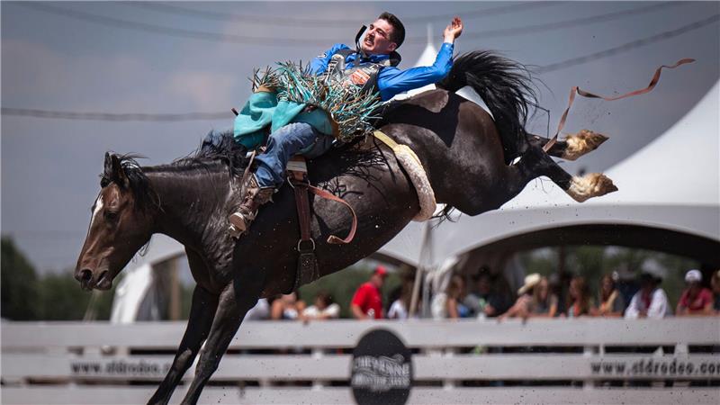 Bilder des Tages Cheyenne Frontier Days: Jess Pope im Bareback-Wettkampf