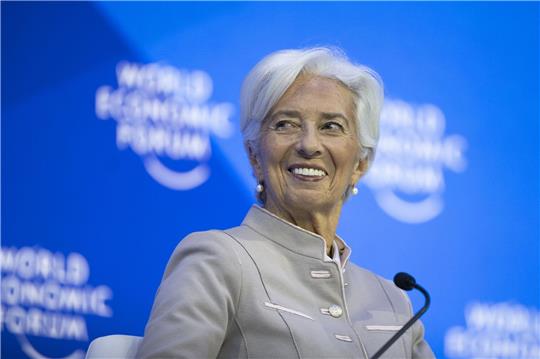 Christine Lagarde, Präsidentin der Europäischen Zentralbank, während einer Pressekonferenz am Schlusstag des 53. Jahrestreffens des Weltwirtschaftsforums (WEF).