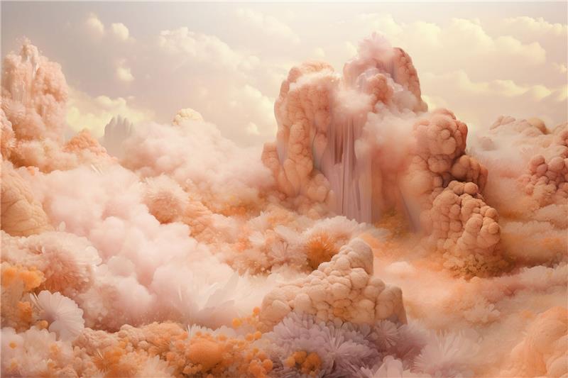 Hauch Pfirsichflaum: Ist „Peach Fuzz” die Farbe des Jahres? Computergenerierte Wolken in Pfirsichfarbe. «Peach Fuzz» soll die angesagte Farbe des Jahres 2024 sein.