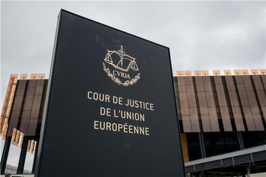 «Cour de Justice de l'Union Europeene»: Das Europäische Gerichtshofs (EuGH) in Luxemburg.
