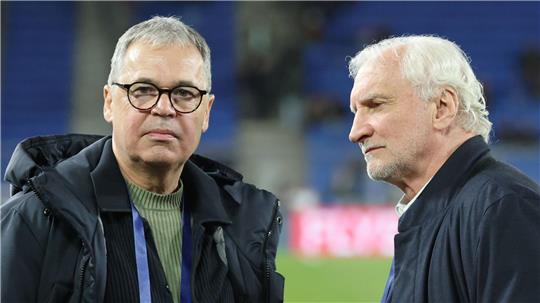 DFB-Geschäftsführer Andreas Rettig (links) und Sportdirektor Rudi Völler (Archivbild).