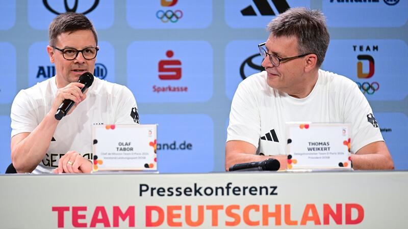 Deutsche Olympia-Ziele: Erst Paris-Erfolge, dann Heim-Spiele DOSB-Chef Thomas Weikert (r) und Chef de Mission Olaf Tabor hoffen auf viele Medaillen in Paris.