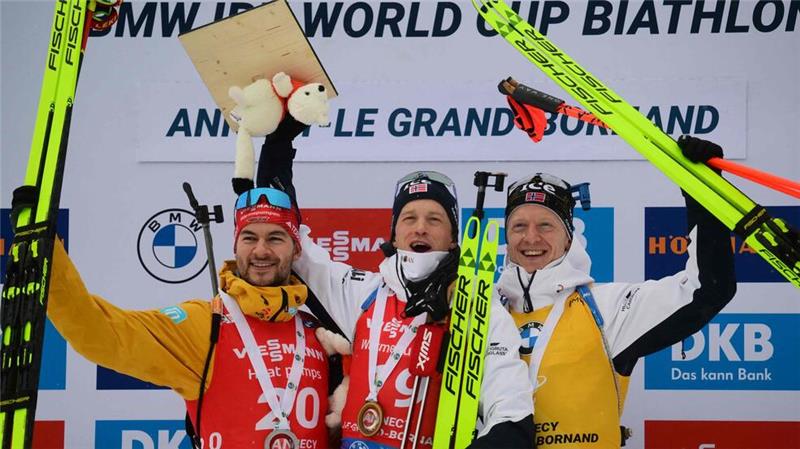 Grotian und Riethmüller: Neue Biathlon-Gesichter strahlen Danilo Riethmüller (l) wird sensationell Zweiter im Massenstart.