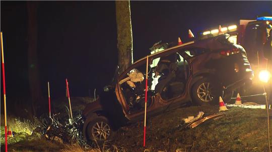 Das Auto kam aus bisher ungeklärter Ursache von der Straße ab und kollidierte mit einem Baum. Foto: Hannover Reporter