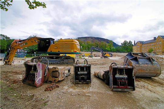 Das Baggern ist bald vorbei: Die Abrissarbeiten im Pfalzquartier sind so gut wie fertig. Archivfoto: Epping